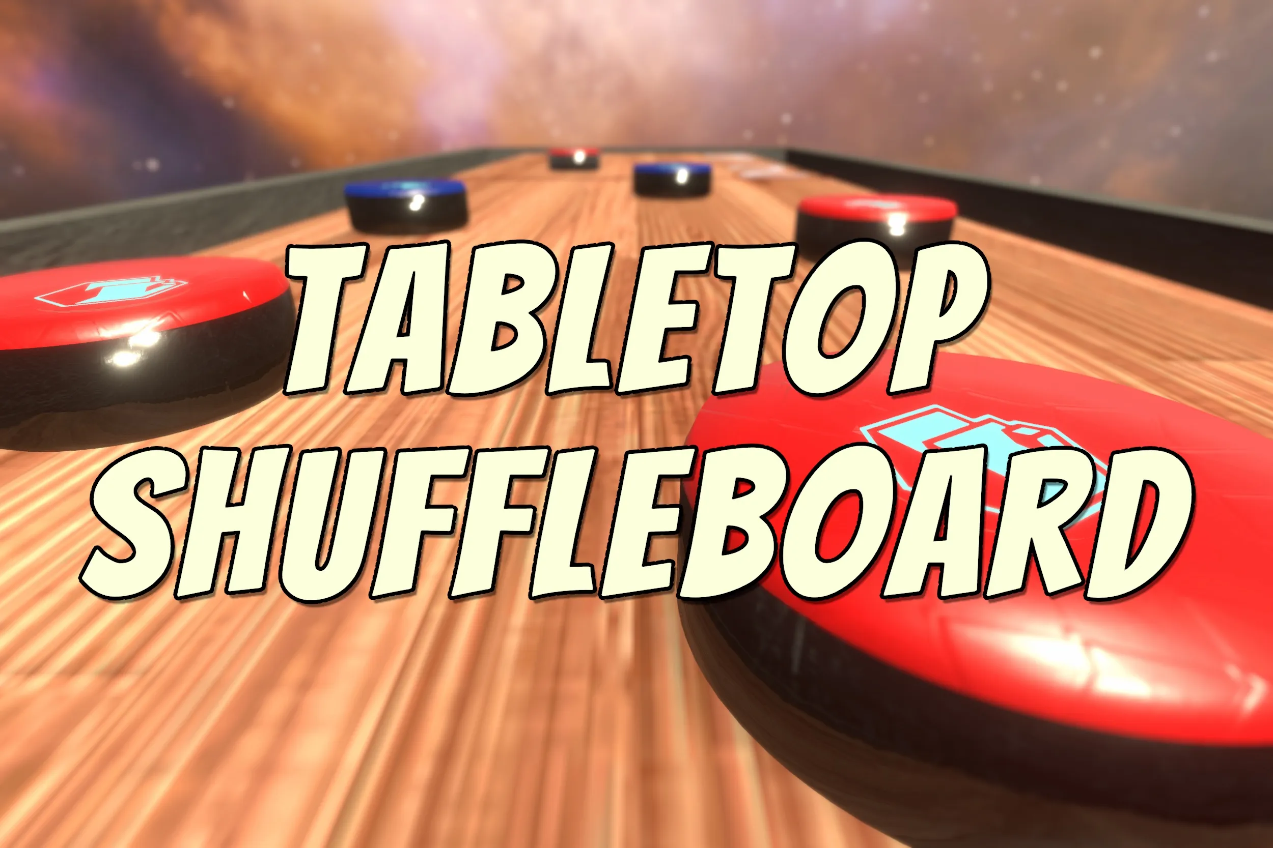 A shuffleboard table rendered in augmented reality on a mobile device
